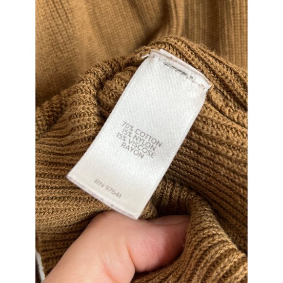 J JIll Brown V-Neck Ribbed Knit Long Sleeve Pullover Sweater Cotton Blend L P - Picture 7 of 8